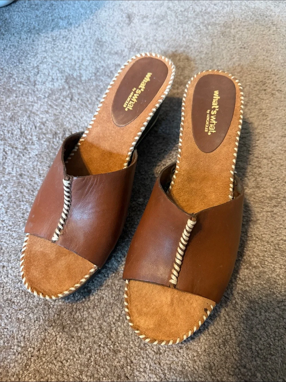 Aerosoles Brown Leather Wedge Sandals Women's Size 8.5